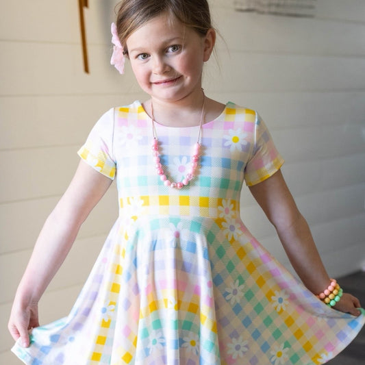 Spring Gingham Twirl Dress #springdrop2